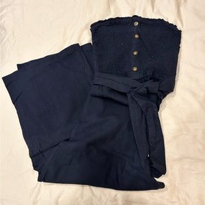 Abercrombie Linen Smocked Strapless Jumpsuit